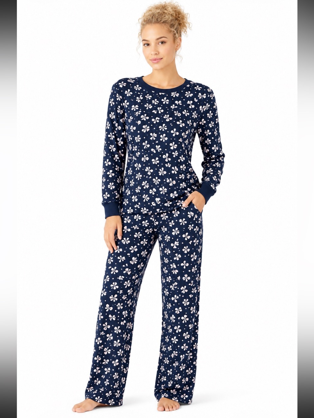 Kate Spade Navy and Pink Bows Pajama Set Medium